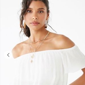 crop OFF the shuolders FOREVER21 white top size S